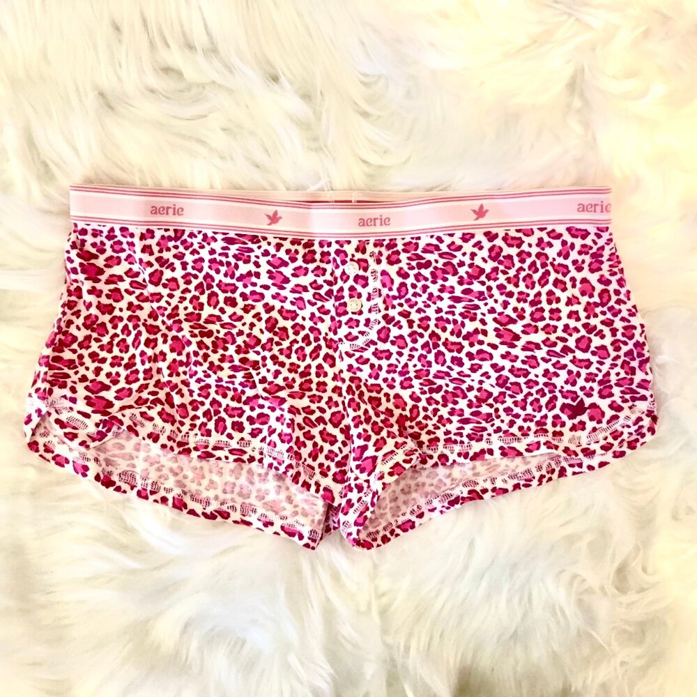 aerie Animal Print Boyshort Panties Pink Small